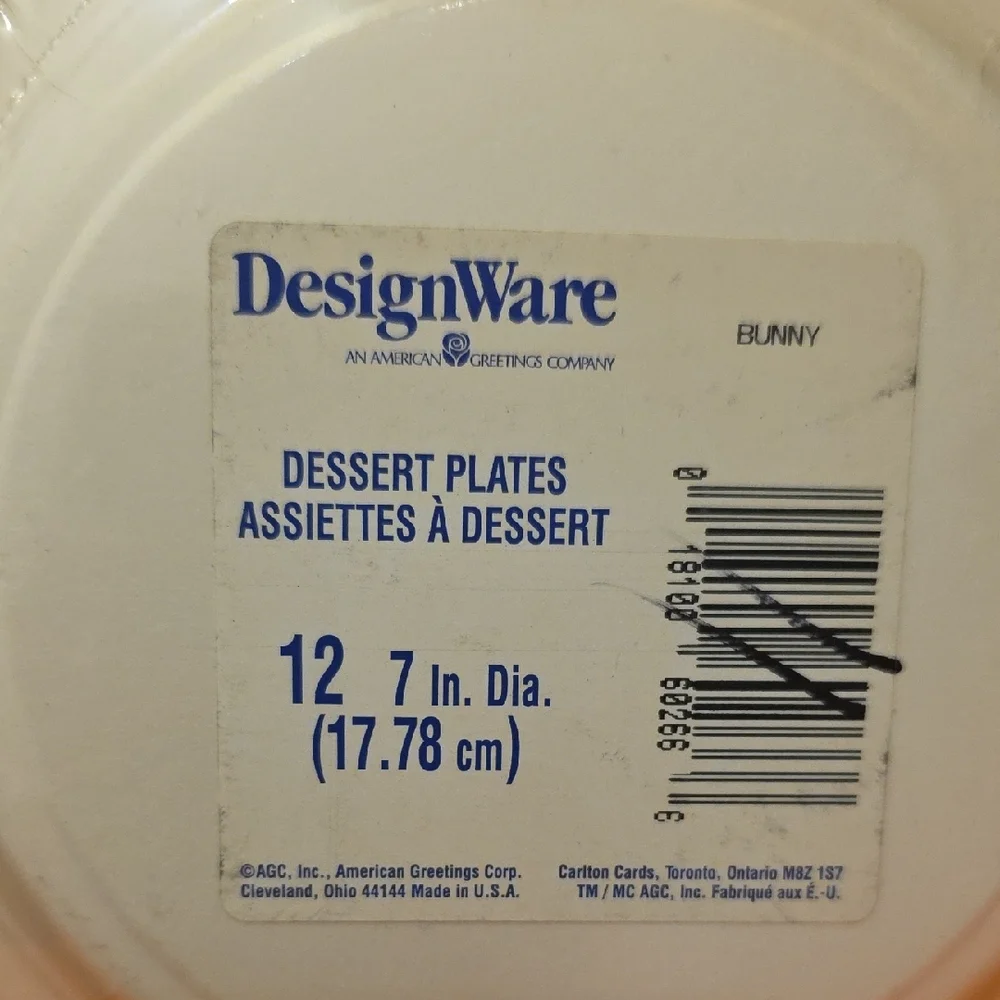 Set Of 5 - Easter Bunny Party 7 Inch Plates - 60 Total